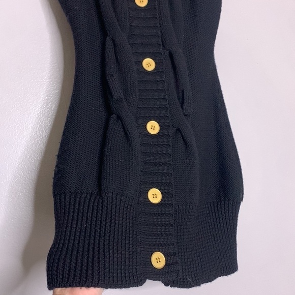 Marciano Wool Vest Black Knit Weave gold button front large women’s - Picture 2 of 6